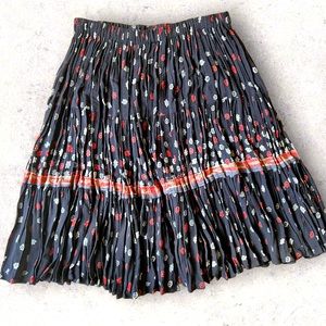 Vintage dark floral midi rayon bohemian pull on skirt